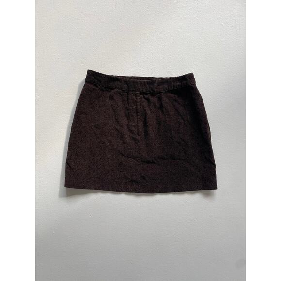 Vintage 90's Brown Woven Cotton Mini Skirt / Sz 9-10 / EXPRESS / Minimal Grunge - Picture 3 of 7